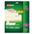 Avery Permanent TrueBlock File Folder Label w/Sure Feed, 0.66x3.44, Wt, PK75 05266